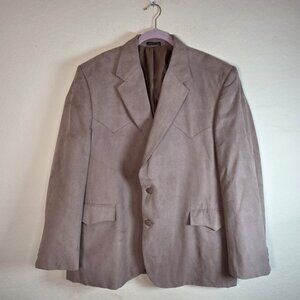 Circle S Faux Suede Microsuede Western Blazer Jacket Rockabilly Mens  Sz 48R Tan